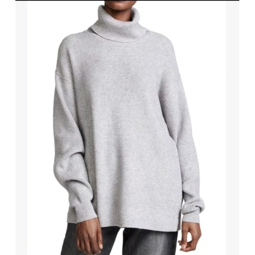 Free People SOFTLY STRUCTURED TUNIC SLOUCHY FIT SWEATER in GREY Size Small